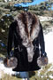 Black dyed Sheared Mink w/Natural Cross Fox